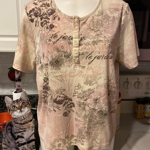 E womens Tapemeasure casual short sleeve plus size top 1X - Picture 1 of 4